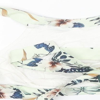 SheIn Womens White Floral Polyester Cropped Tank Size M Round Neck