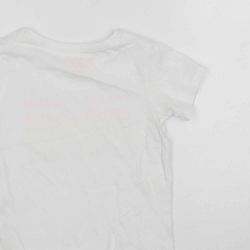 Primark Girls White  Cotton Basic T-Shirt Size 4-5 Years Round Neck