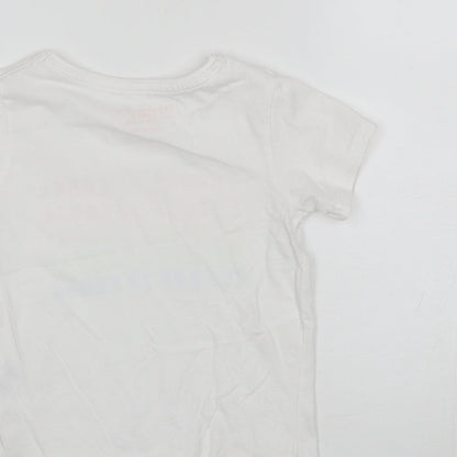 Primark Girls White  Cotton Basic T-Shirt Size 4-5 Years Round Neck