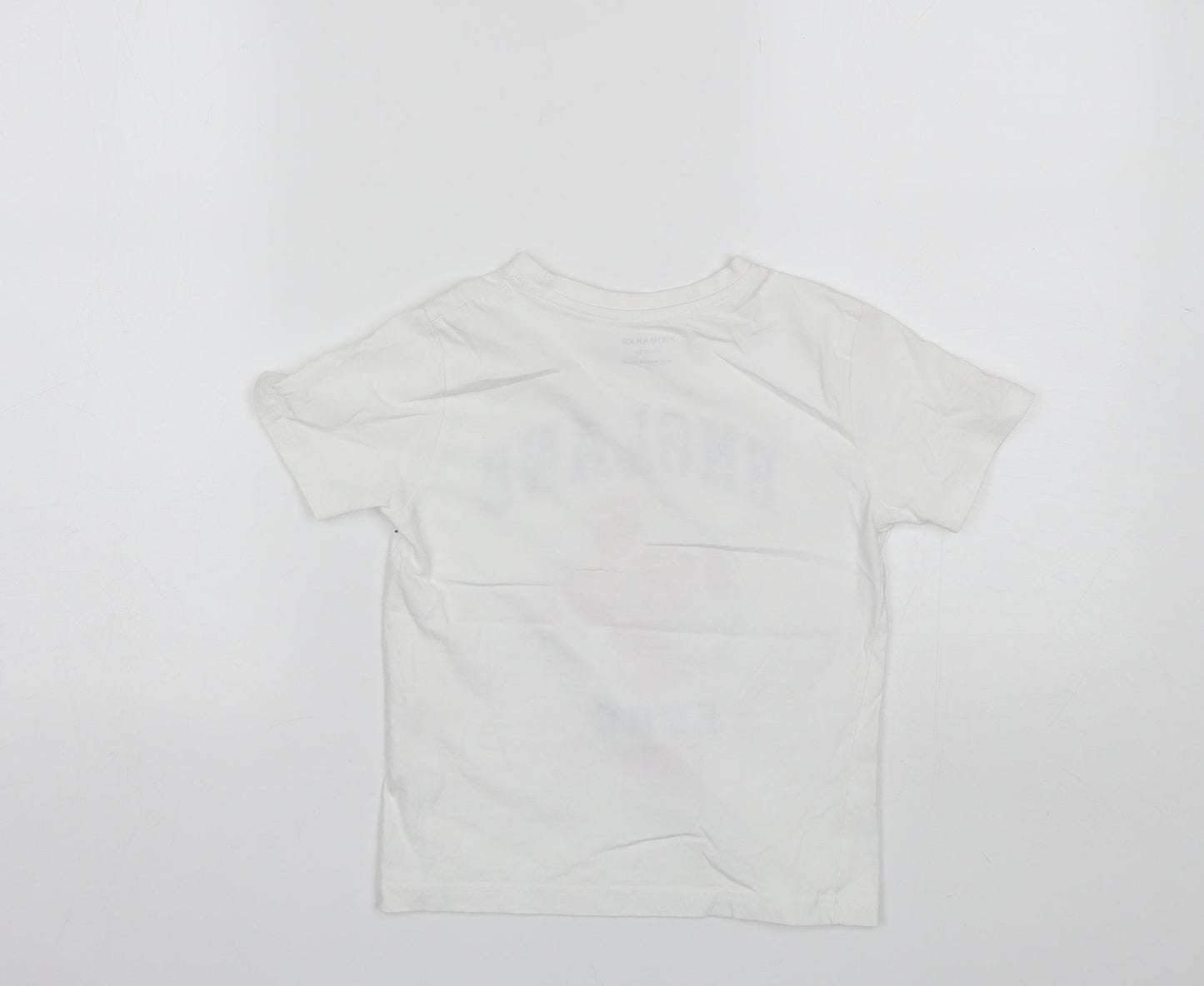 Primark Boys White  Cotton Basic T-Shirt Size 4-5 Years Round Neck