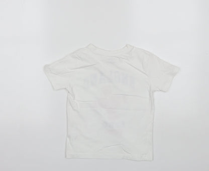 Primark Boys White  Cotton Basic T-Shirt Size 4-5 Years Round Neck