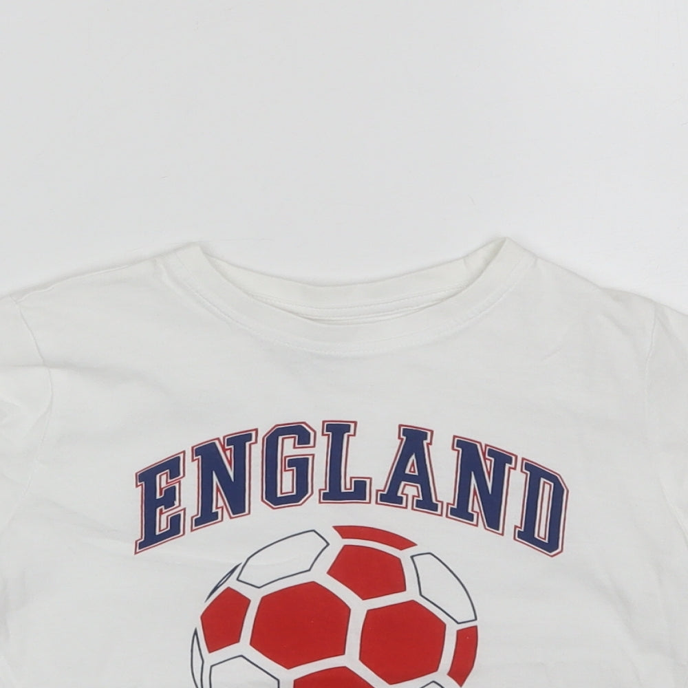 Primark Boys White  Cotton Basic T-Shirt Size 4-5 Years Round Neck