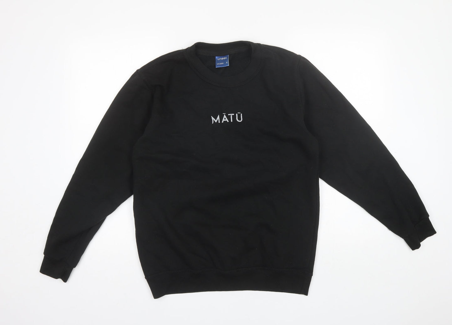 Uneek Mens Black Round Neck  Polyester Pullover Jumper Size S