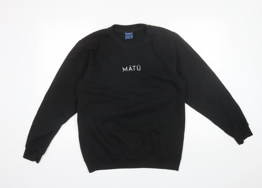 Uneek Mens Black Round Neck  Polyester Pullover Jumper Size S