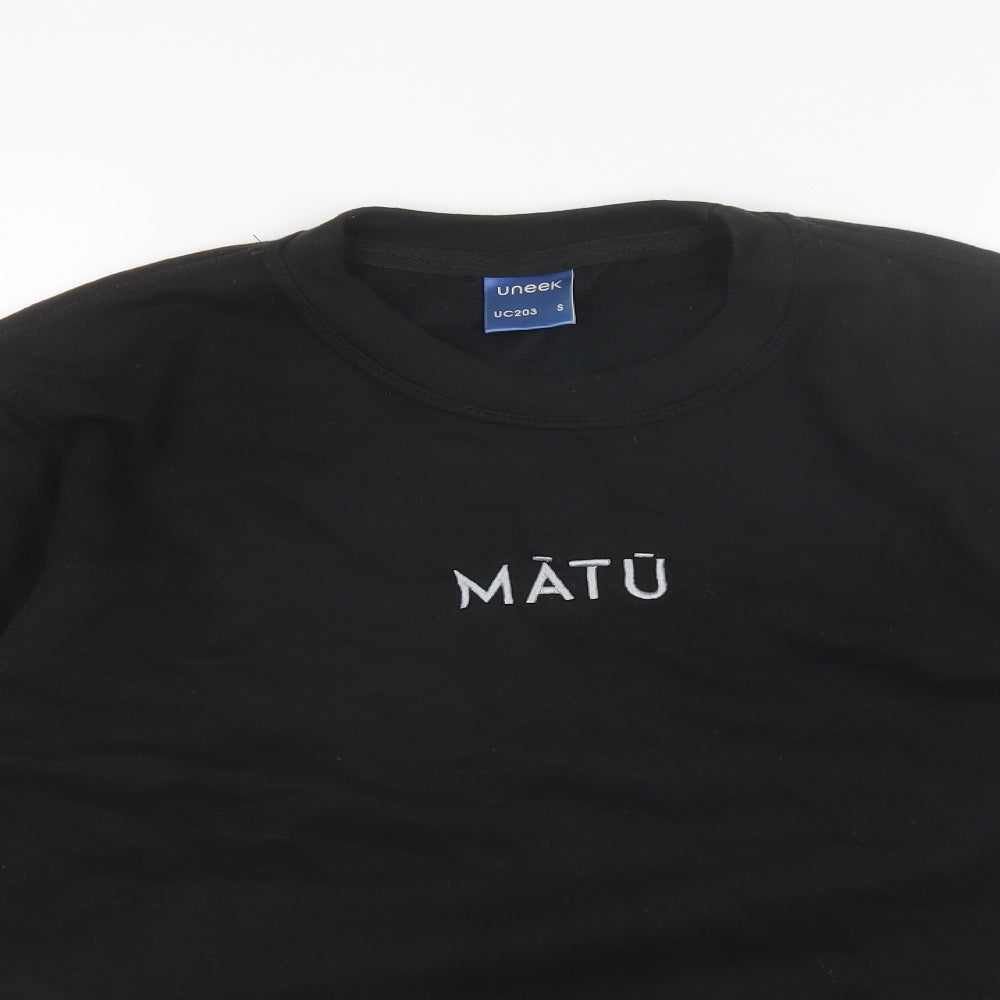 Uneek Mens Black Round Neck  Polyester Pullover Jumper Size S