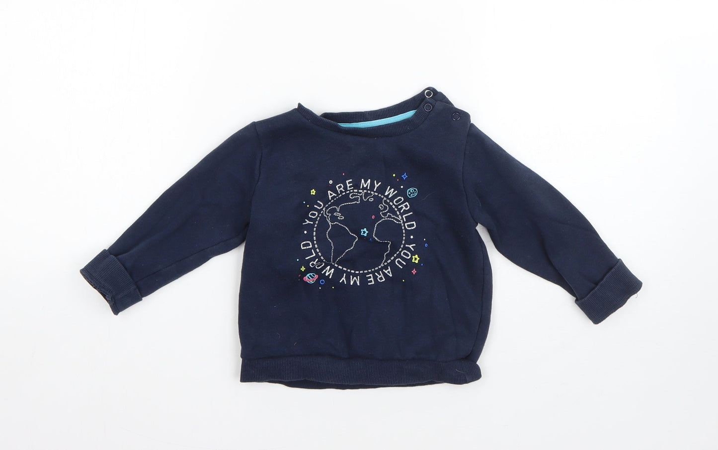 F&F Boys Blue  Cotton Pullover Jumper Size 12-18 Months