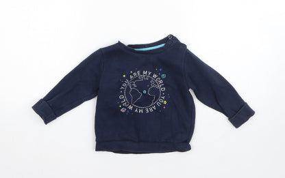 F&F Boys Blue  Cotton Pullover Jumper Size 12-18 Months