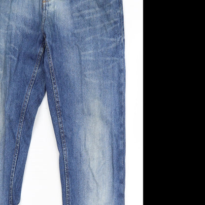 Womens UK Size 32 in Easy Regular Fit Straight Blue Jeans