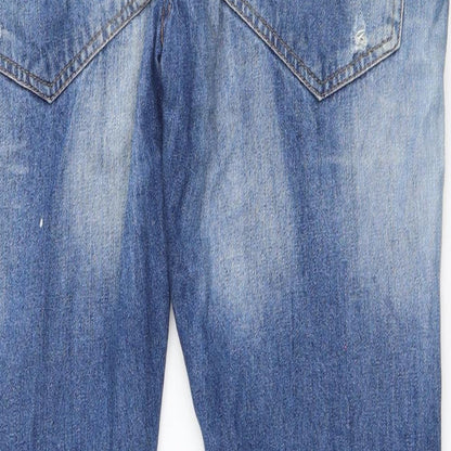 Womens UK Size 32 in Easy Regular Fit Straight Blue Jeans