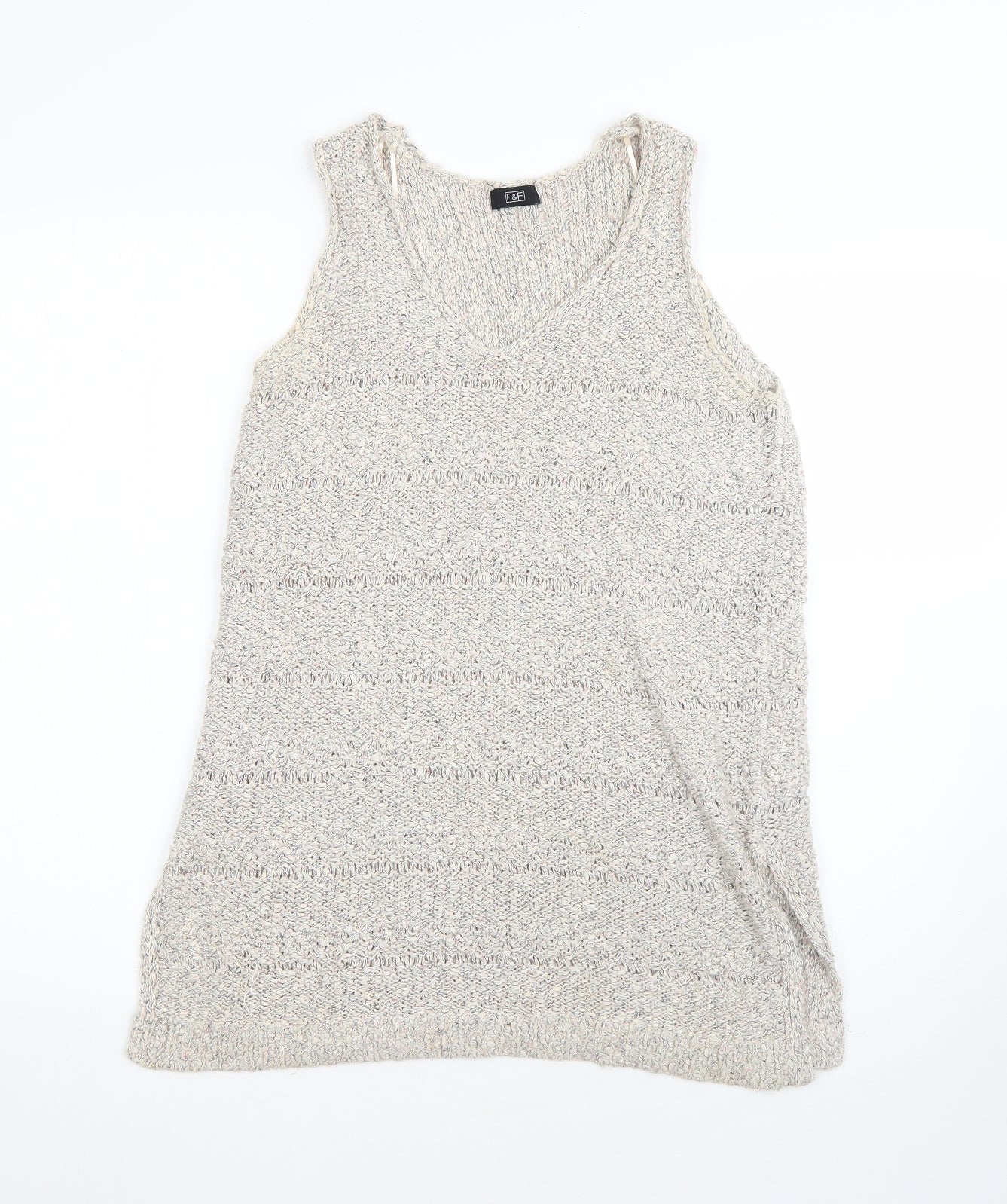 F&F Womens Beige Round Neck  Cotton Pullover Jumper Size 14