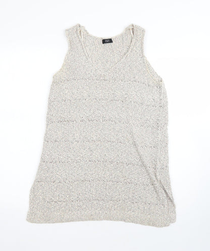 F&F Womens Beige Round Neck  Cotton Pullover Jumper Size 14