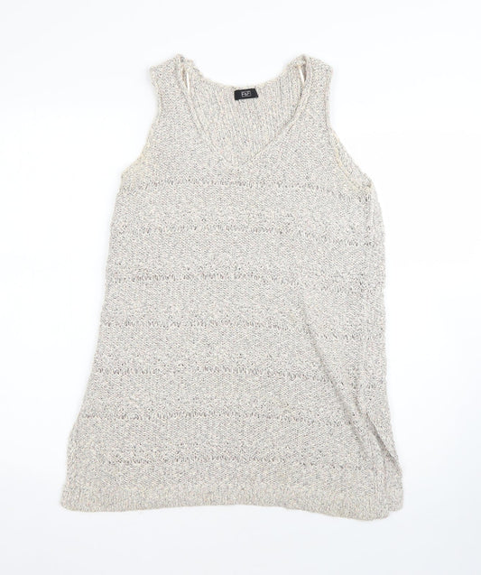 F&F Womens Beige Round Neck  Cotton Pullover Jumper Size 14