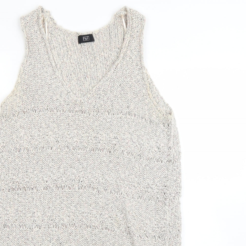 F&F Womens Beige Round Neck  Cotton Pullover Jumper Size 14