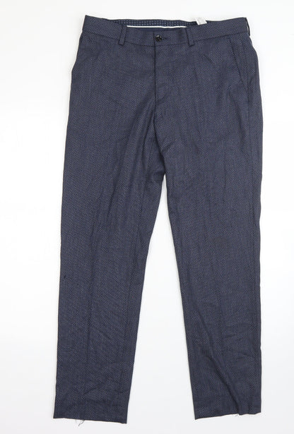 Preworn Mens Blue  Polyester Dress Pants Trousers Size 32 in L28 in Regular
