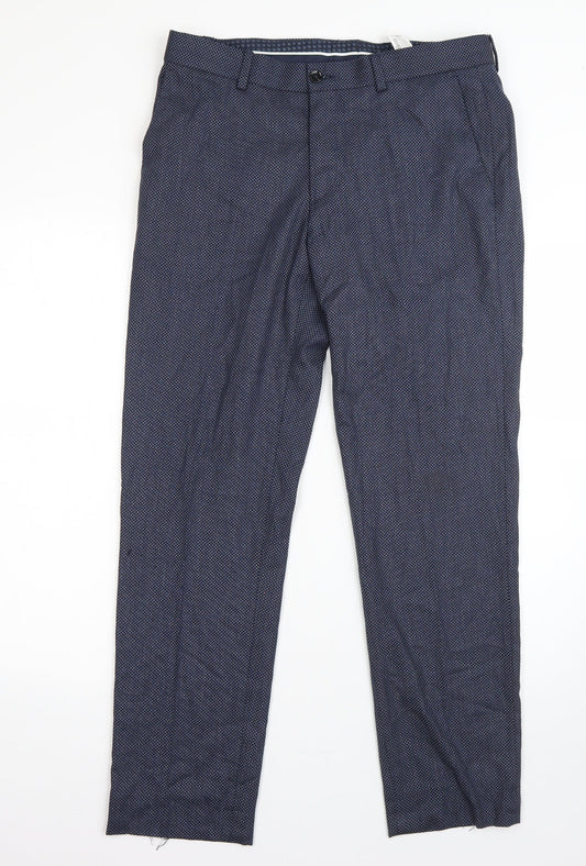 Preworn Mens Blue  Polyester Dress Pants Trousers Size 32 in L28 in Regular