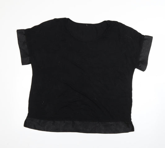 George Womens Black  Viscose Basic T-Shirt Size 18 Round Neck