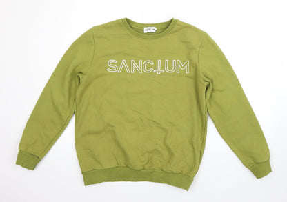 Sanctum Mens Green  Cotton Pullover Sweatshirt Size S