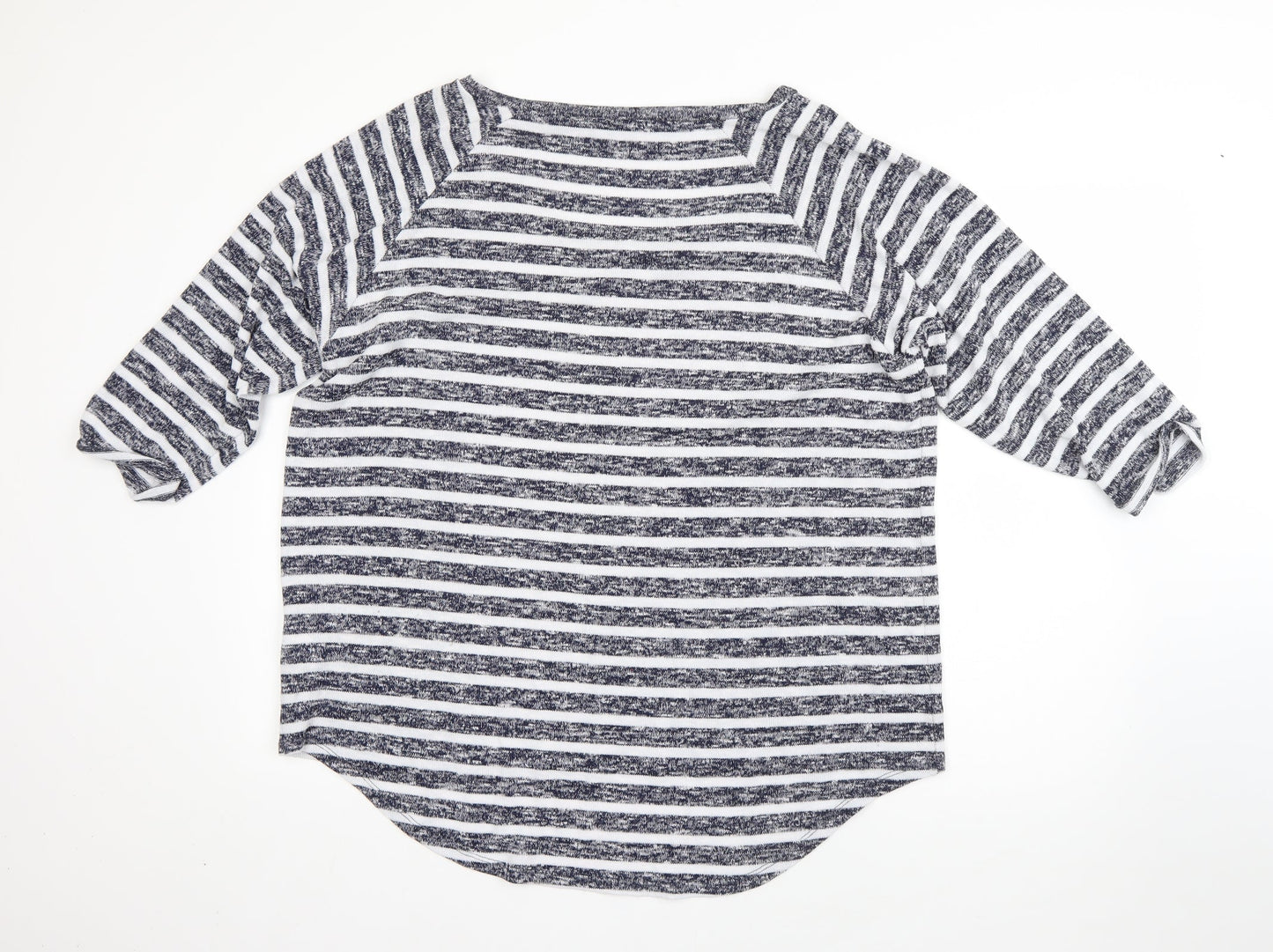 Tue Womens Blue Round Neck Striped Viscose Pullover Jumper Size 18