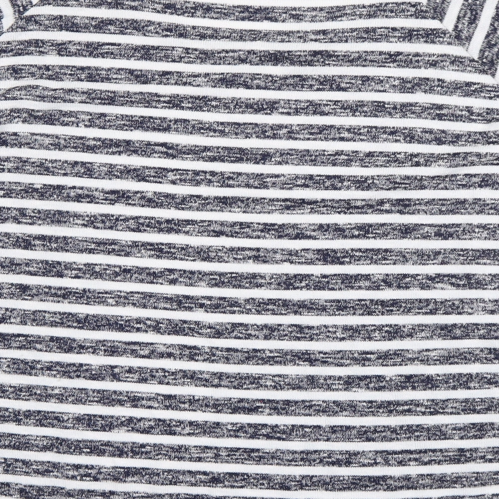 Tue Womens Blue Round Neck Striped Viscose Pullover Jumper Size 18