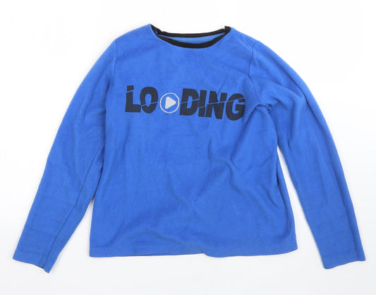 Preworn Boys Blue Round Neck  Polyester Pullover Jumper Size 13 Years