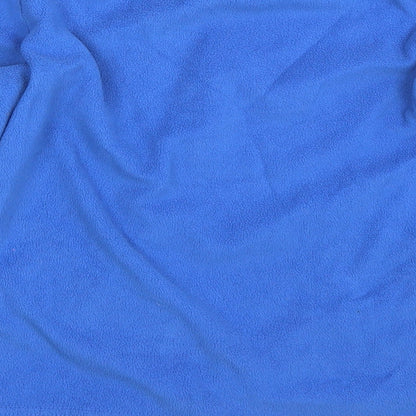 Brand and care label for Preworn boys’ blue round neck polyester jumper, size 13, years