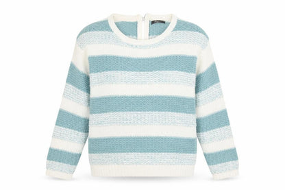 Bonmarché Womens White High Neck Striped Acrylic Pullover Jumper Size M