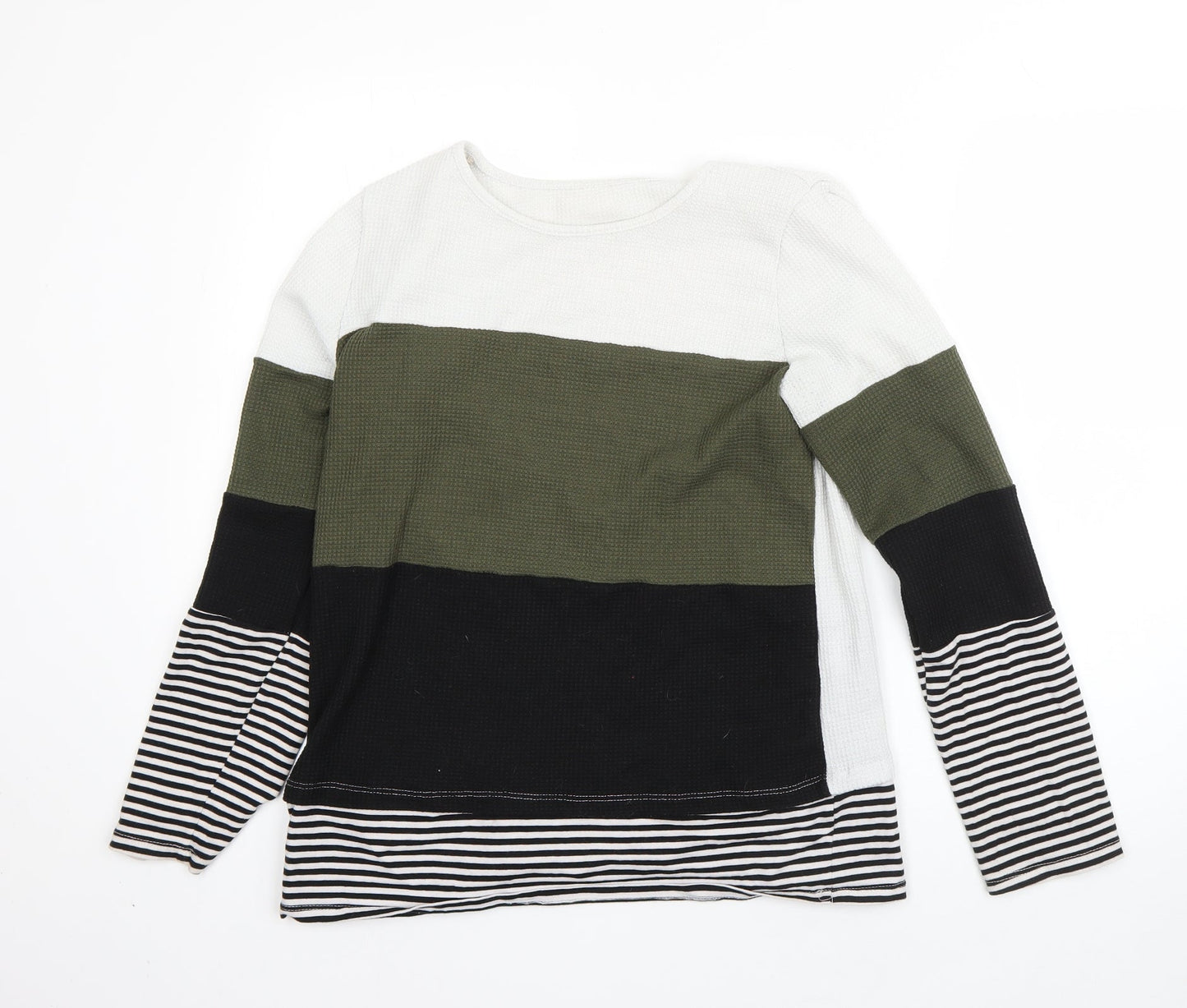 SheIn Womens White Round Neck  Polyester Pullover Jumper Size S