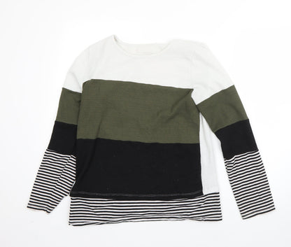 SheIn Womens White Round Neck  Polyester Pullover Jumper Size S