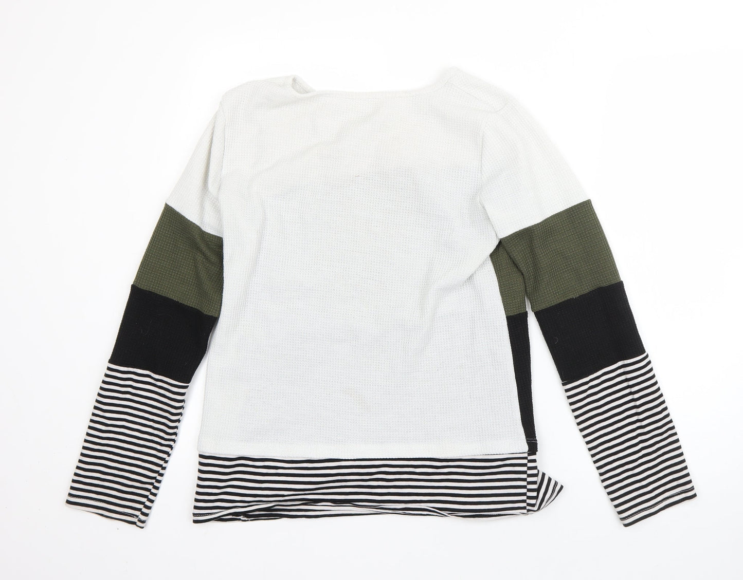 SheIn Womens White Round Neck  Polyester Pullover Jumper Size S