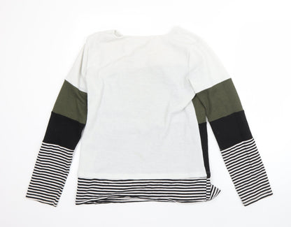 SheIn Womens White Round Neck  Polyester Pullover Jumper Size S