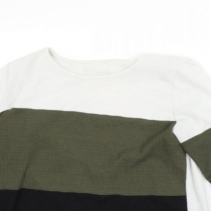 SheIn Womens White Round Neck  Polyester Pullover Jumper Size S