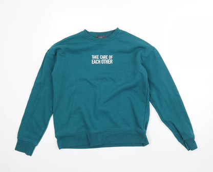 Additional front view of Primark women’s green polyester pullover sweatshirt, size XS