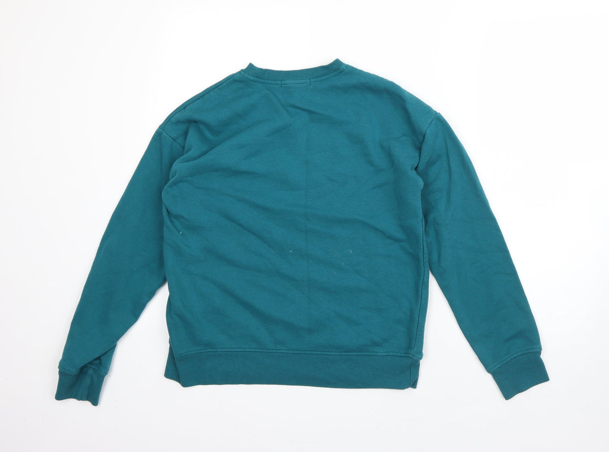 Back view of Primark women’s green polyester pullover sweatshirt, size XS