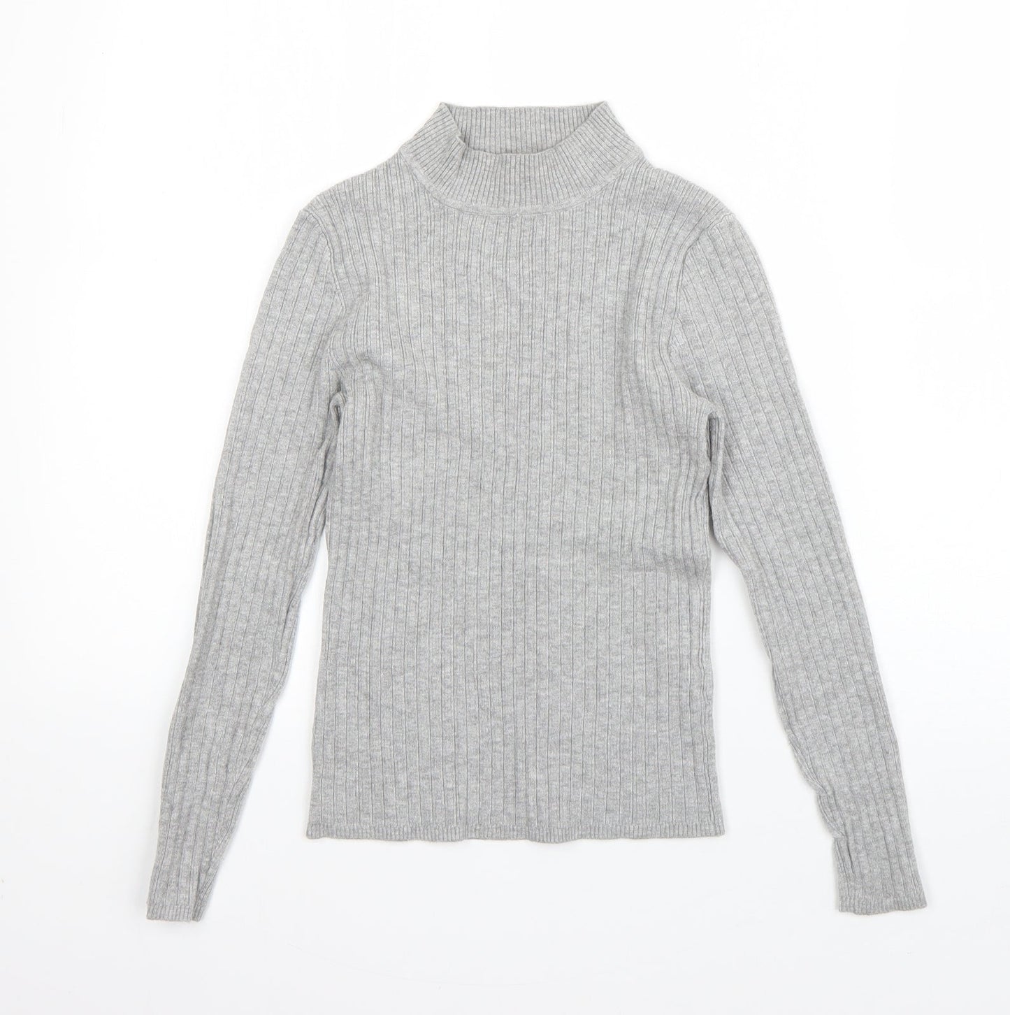 Primark Womens Grey High Neck  Viscose Pullover Jumper Size S