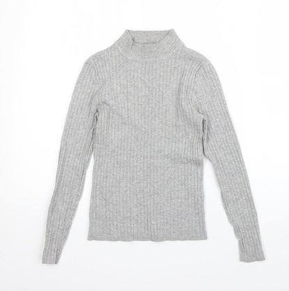 Primark Womens Grey High Neck  Viscose Pullover Jumper Size S