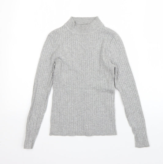 Primark Womens Grey High Neck  Viscose Pullover Jumper Size S