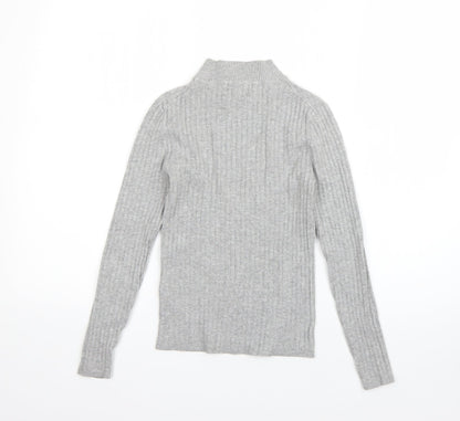 Primark Womens Grey High Neck  Viscose Pullover Jumper Size S