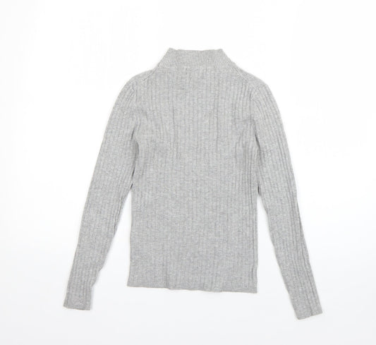 Primark Womens Grey High Neck  Viscose Pullover Jumper Size S