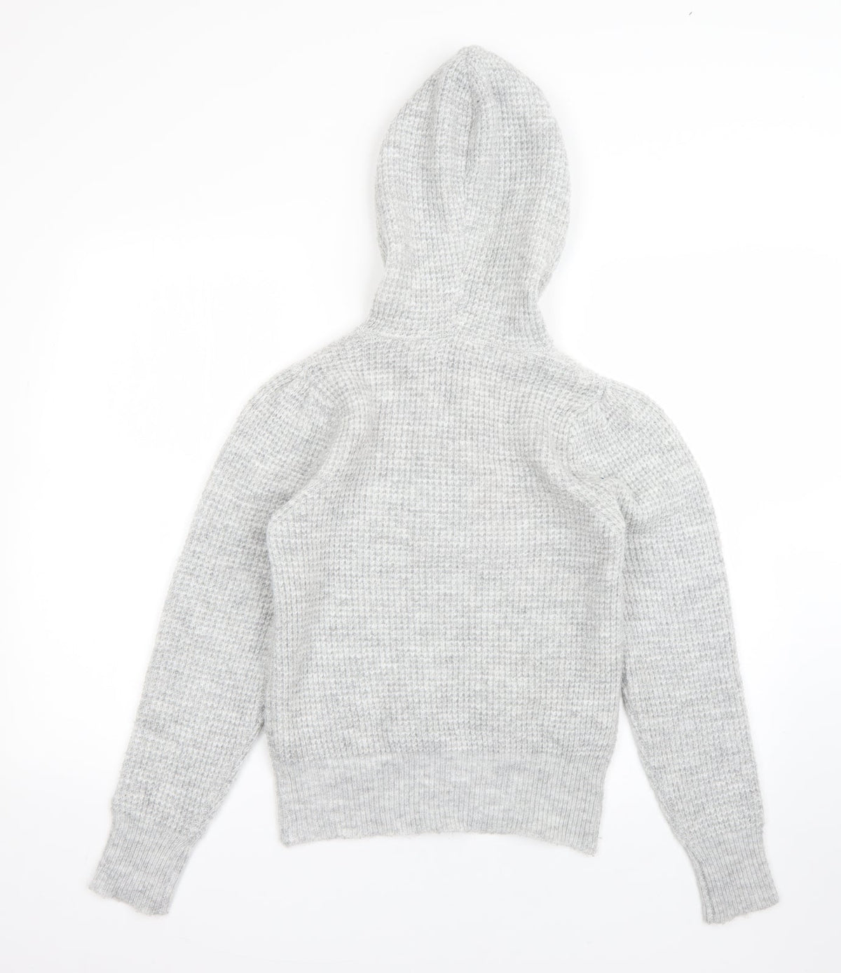 Back view of Primark women’s grey polyester pullover hoodie, size S