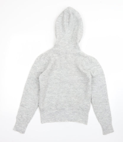 Back view of Primark women’s grey polyester pullover hoodie, size S