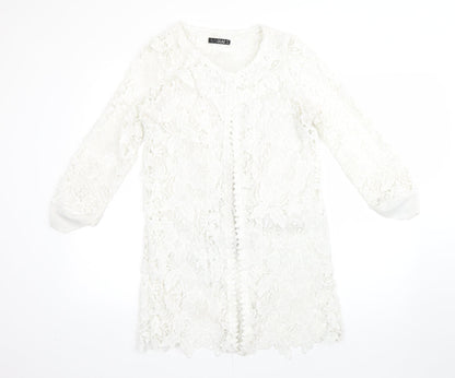 Womens UK Size 8 Quiz White Cardigan Jumper