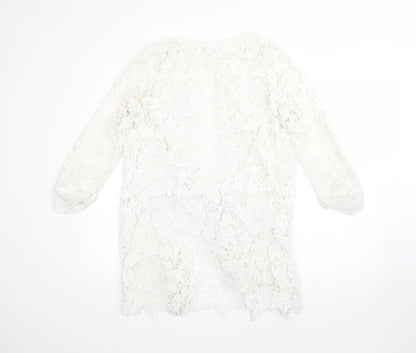 Womens UK Size 8 Quiz White Cardigan Jumper