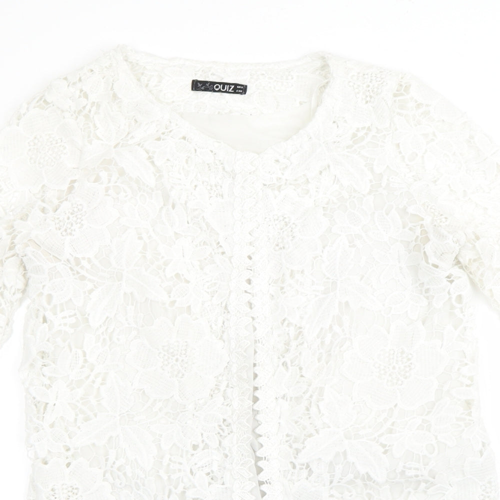 Womens UK Size 8 Quiz White Cardigan Jumper