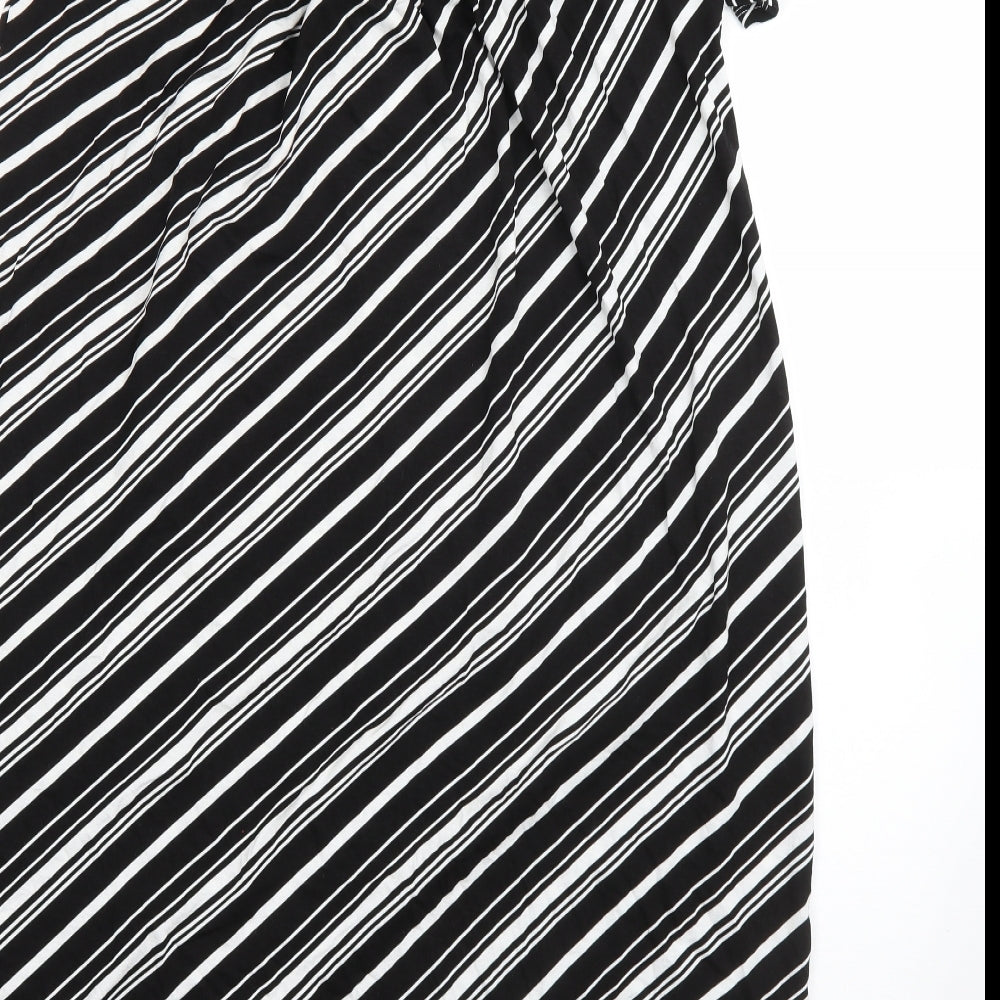 George Womens Black Striped Viscose Shift  Size L  One Shoulder