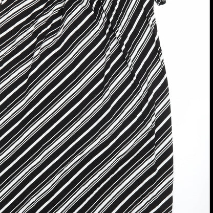 George Womens Black Striped Viscose Shift  Size L  One Shoulder