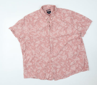 F&F Mens Pink Floral Cotton  Button-Up Size 3XL Collared