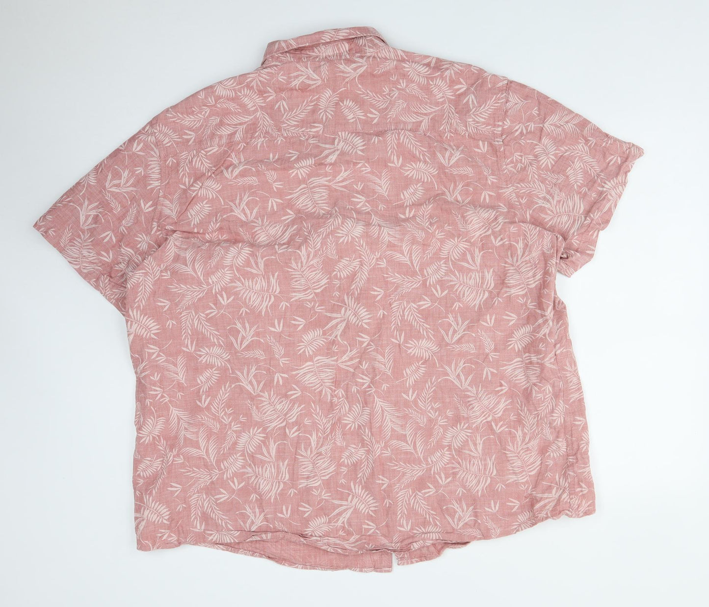 F&F Mens Pink Floral Cotton  Button-Up Size 3XL Collared