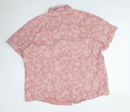 F&F Mens Pink Floral Cotton  Button-Up Size 3XL Collared