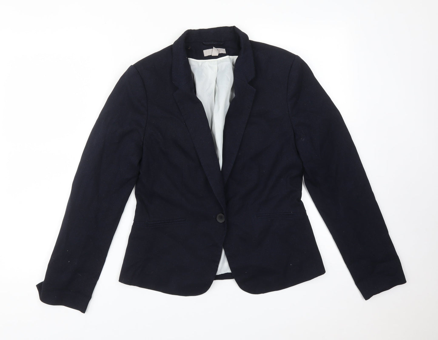 H&M Womens Blue  Polyester Jacket Suit Jacket Size 12