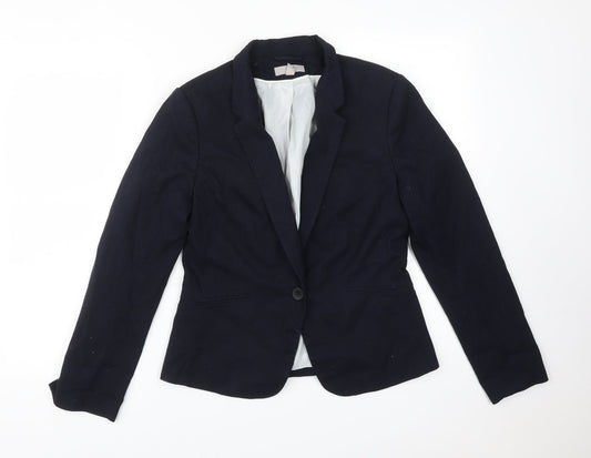 H&M Womens Blue  Polyester Jacket Suit Jacket Size 12